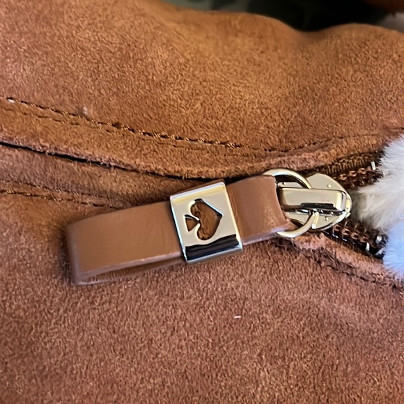 ♠️ kate spade Harper Winter Sneakers Suede Cow Leather Faux Fur Collar - Picture 7 of 13